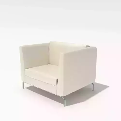 White Leather Chair With Metal Legs