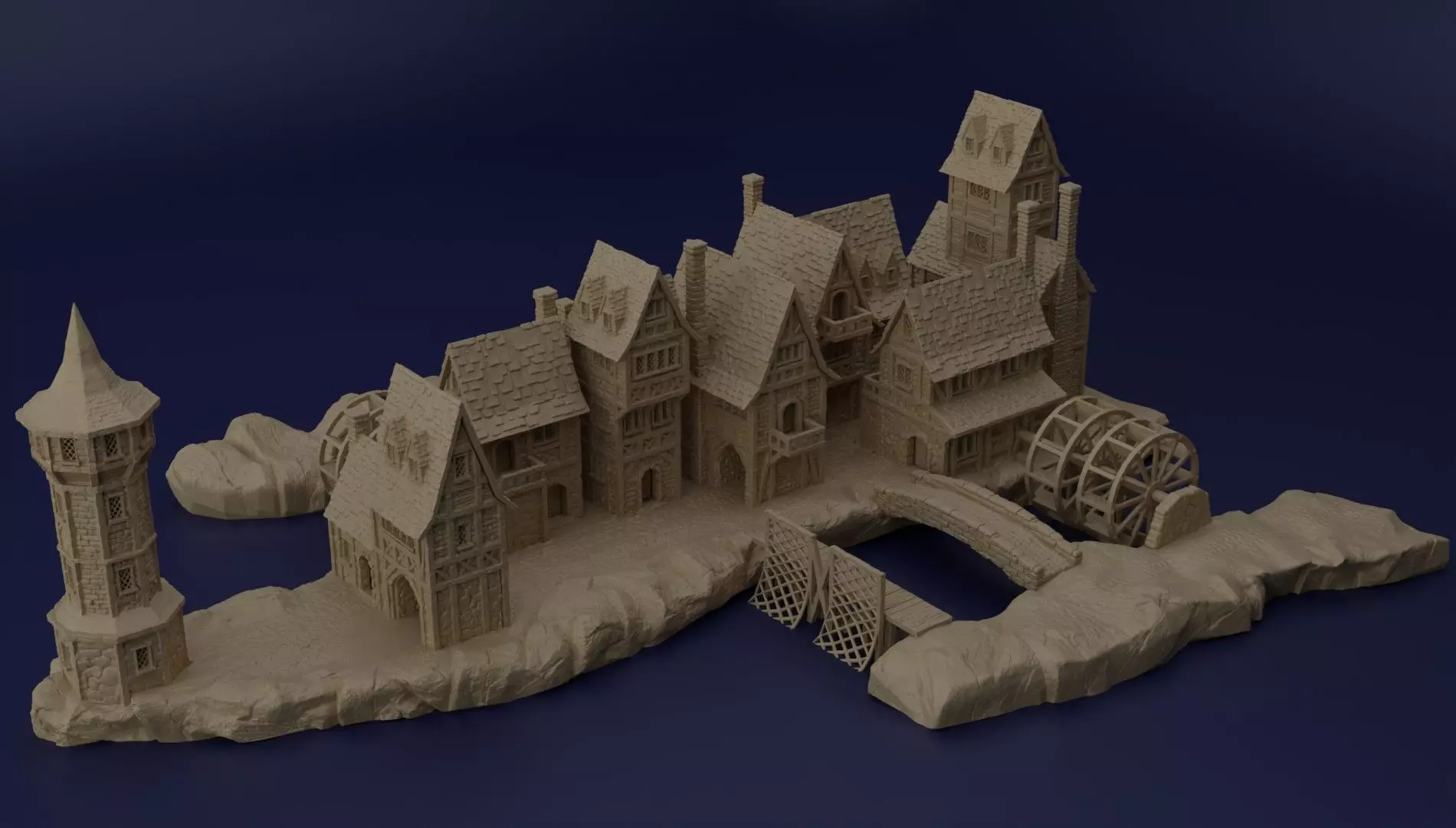 River Village Tabletop Terrain 28 mm 3D print model_0