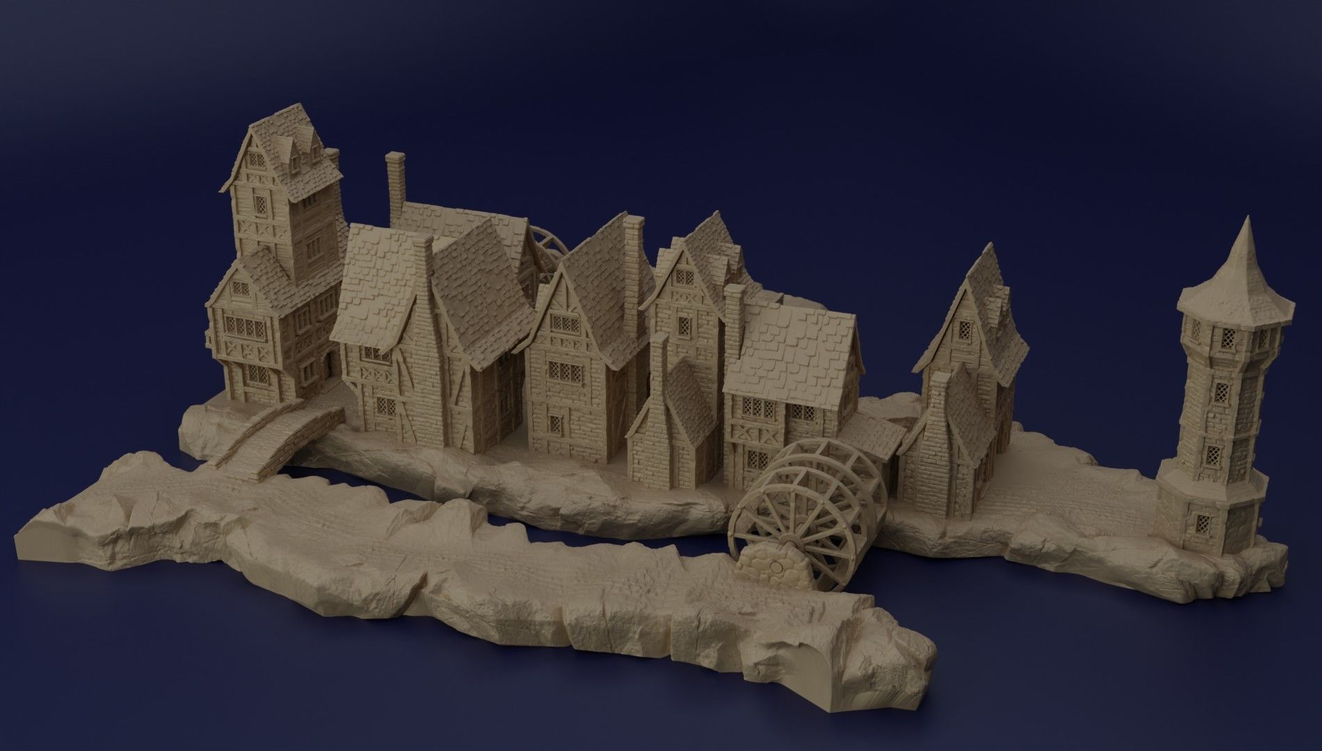 River Village Tabletop Terrain 28 mm 3D print model_1