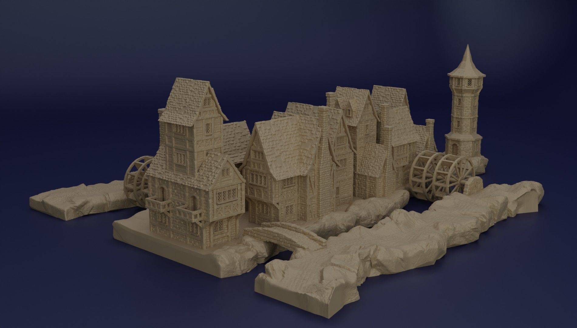 River Village Tabletop Terrain 28 mm 3D print model_2