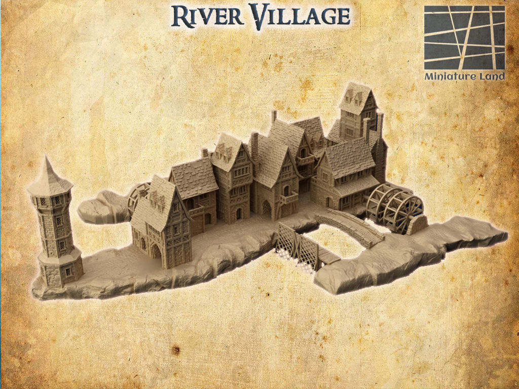 River Village Tabletop Terrain 28 mm 3D print model_4