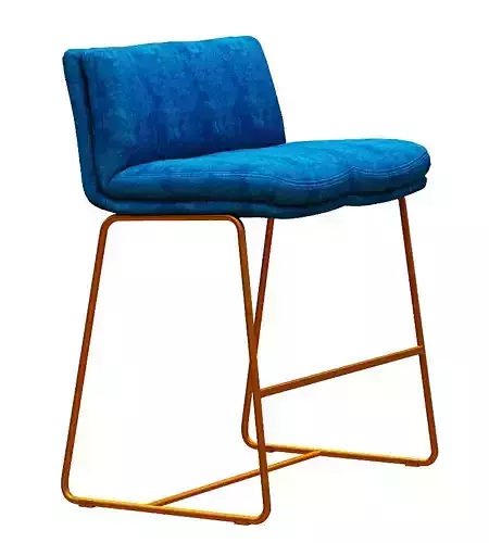 Bar chair double seat fabric and gold foil Low-poly 3D model