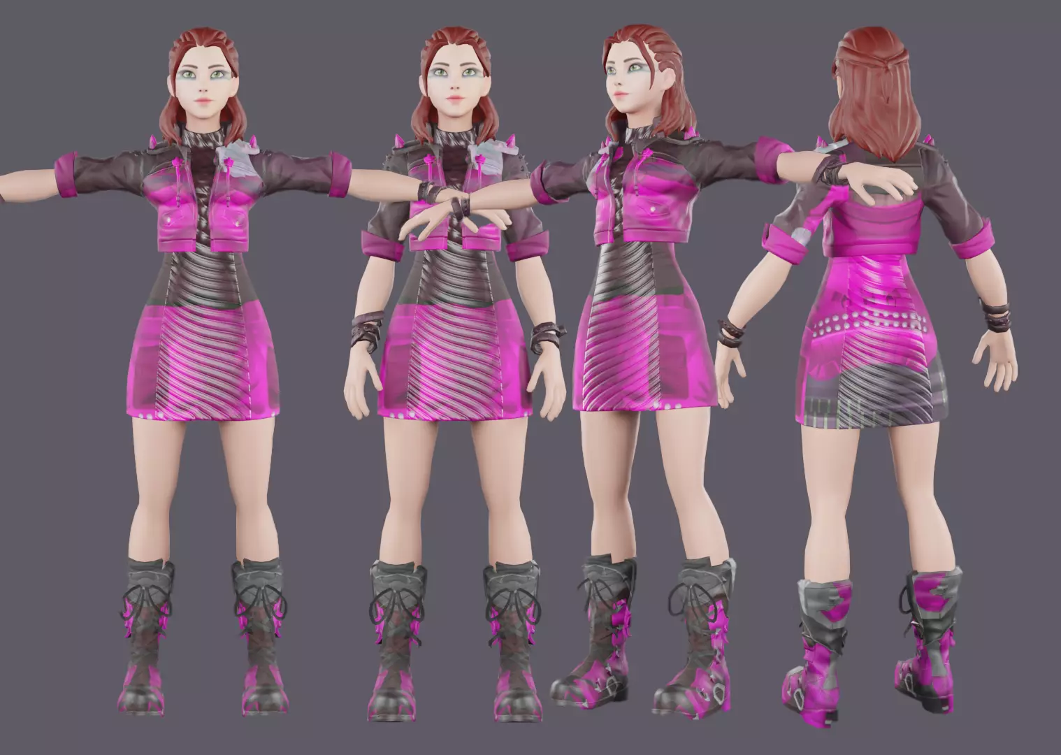 Cyber Cute Girl Low-poly 3D model