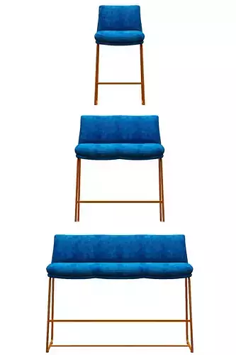 Bar chair double seat fabric and gold foil