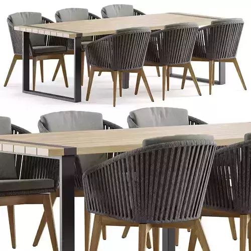 Outdoor Garden Woven Dining Set 1 by 4SO 3D model