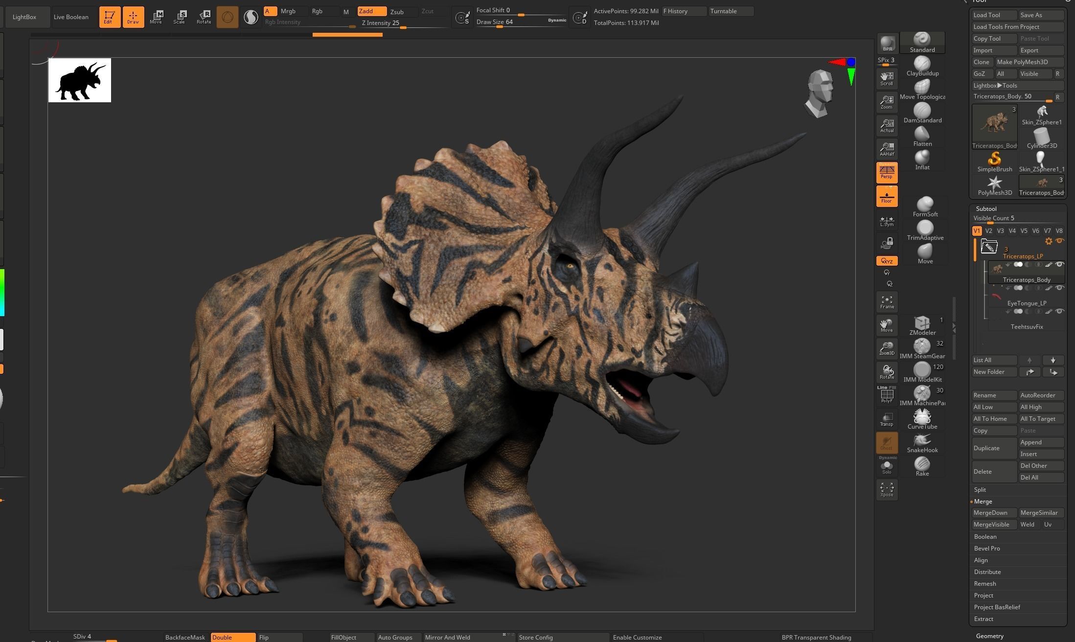 Dinosaur Triceratops Sculpt Project 3D model_13