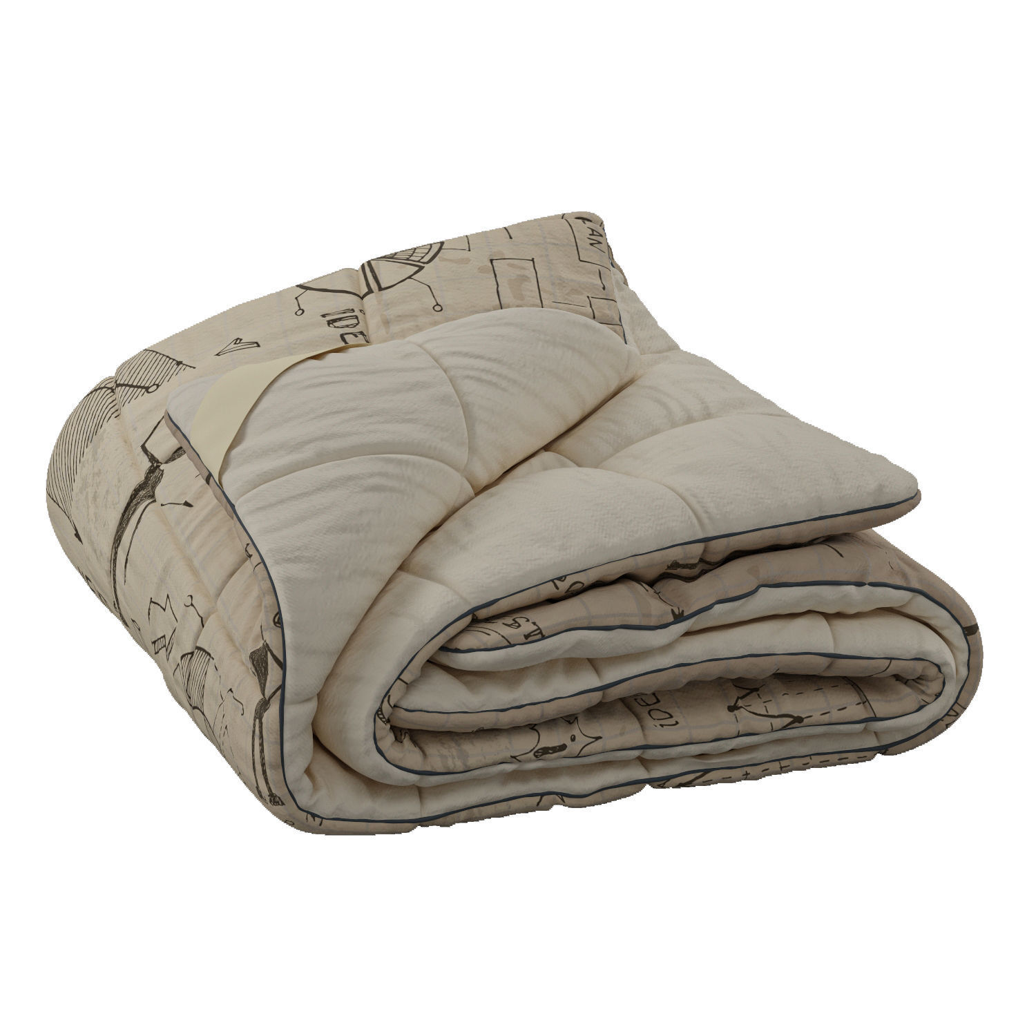 Rolled-up Duvet 3D model_3