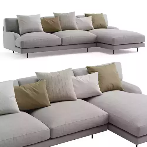 Gubi Flaneur Sofa with Chaise Longue