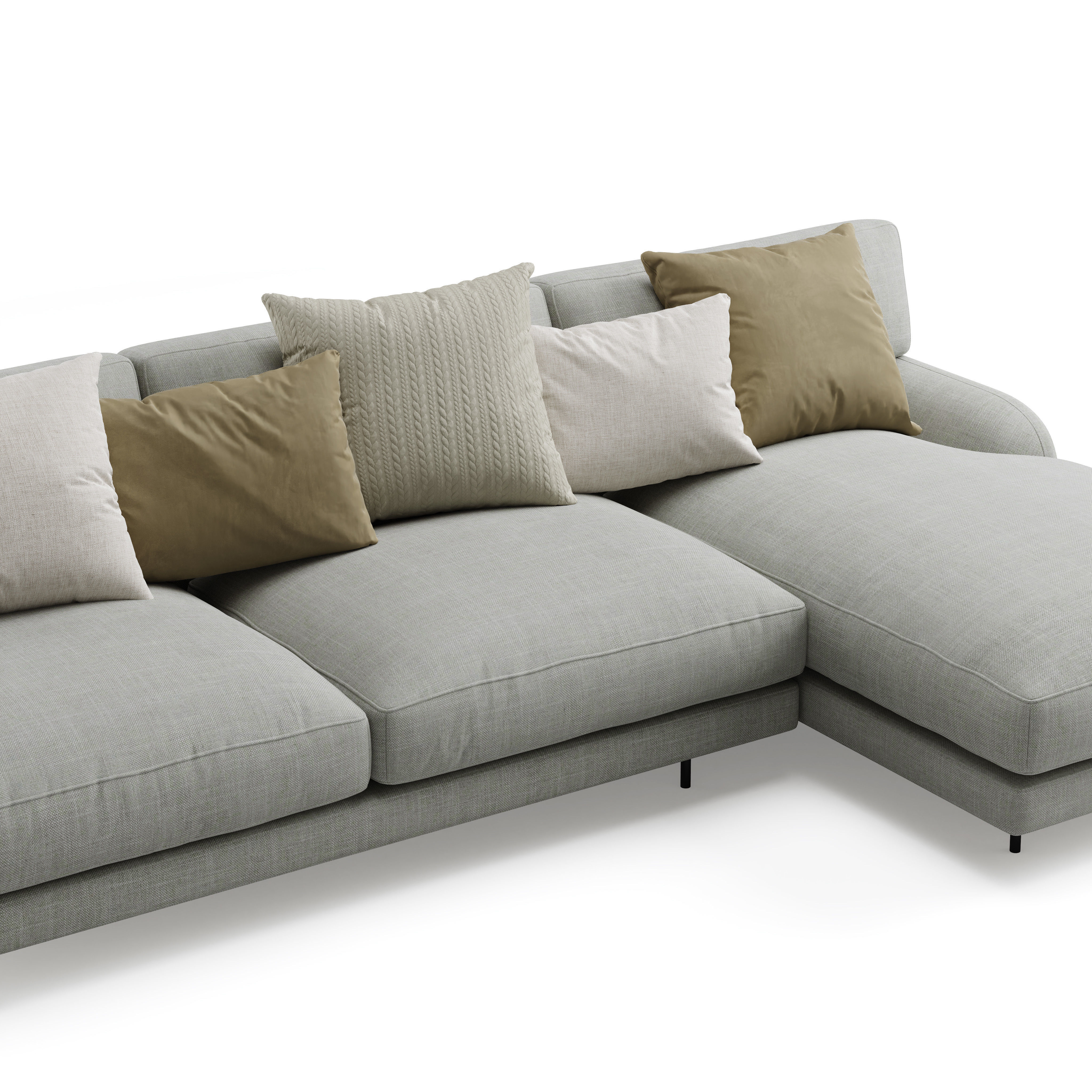 Gubi Flaneur Sofa with Chaise Longue 3D model_2