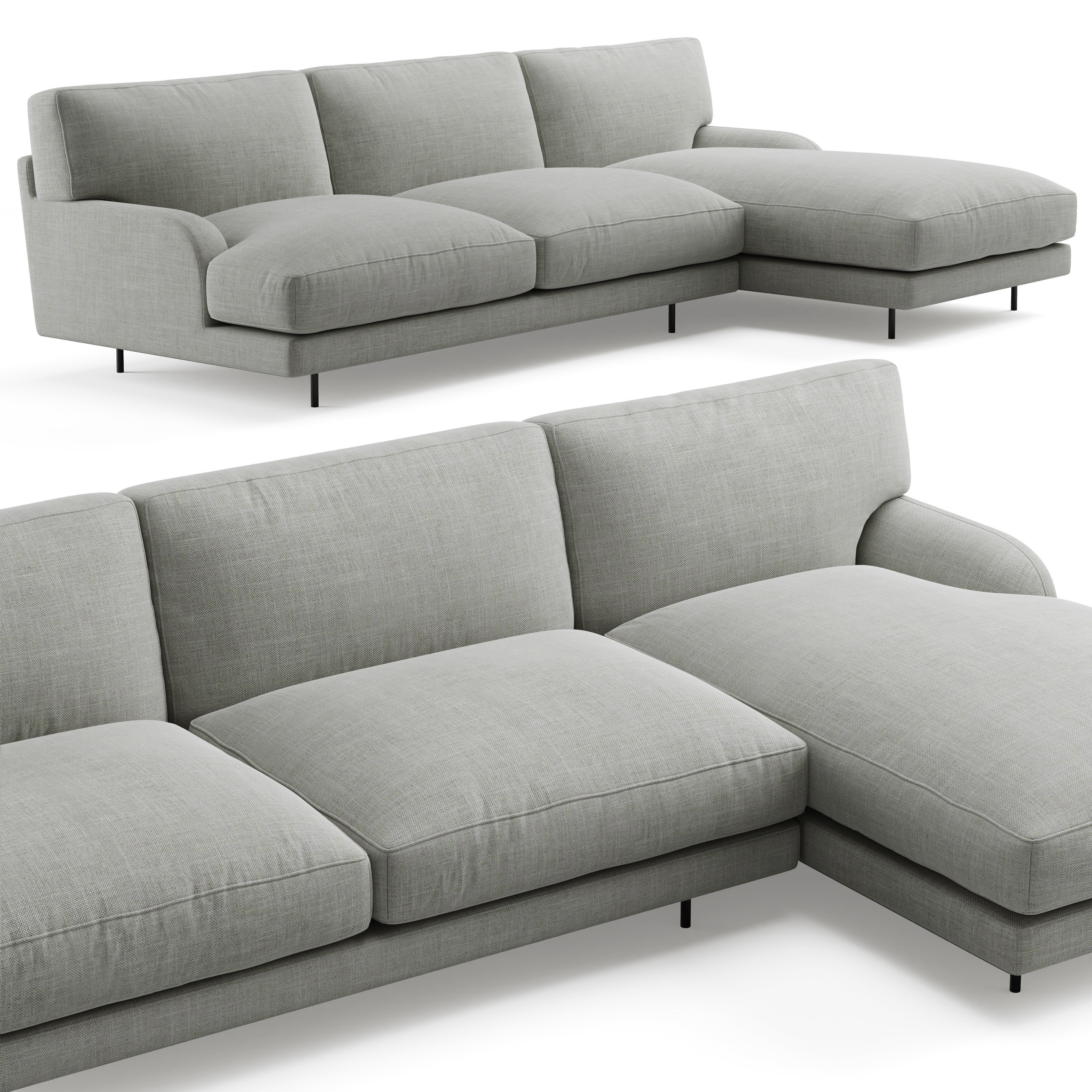 Gubi Flaneur Sofa with Chaise Longue 3D model_1