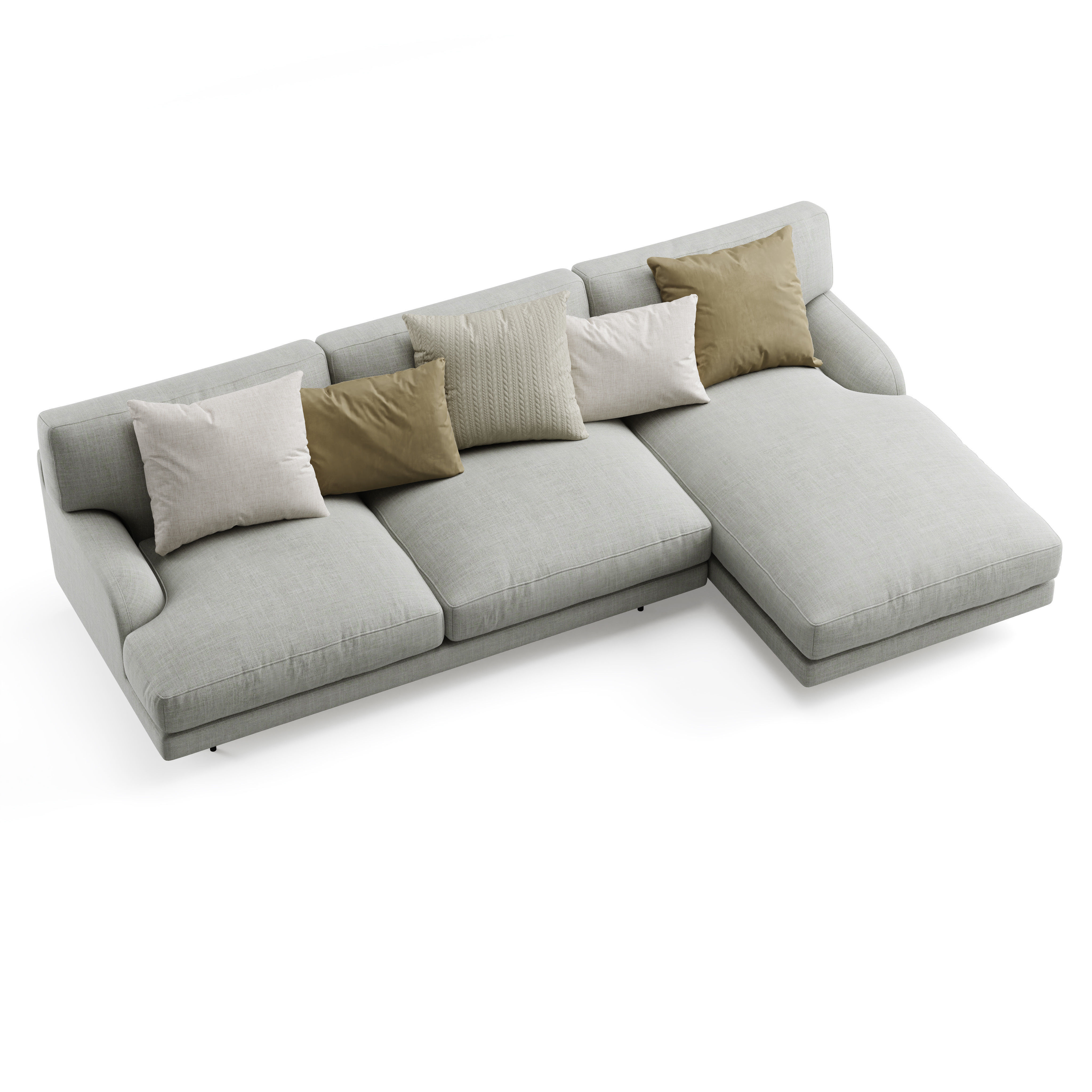 Gubi Flaneur Sofa with Chaise Longue 3D model_4