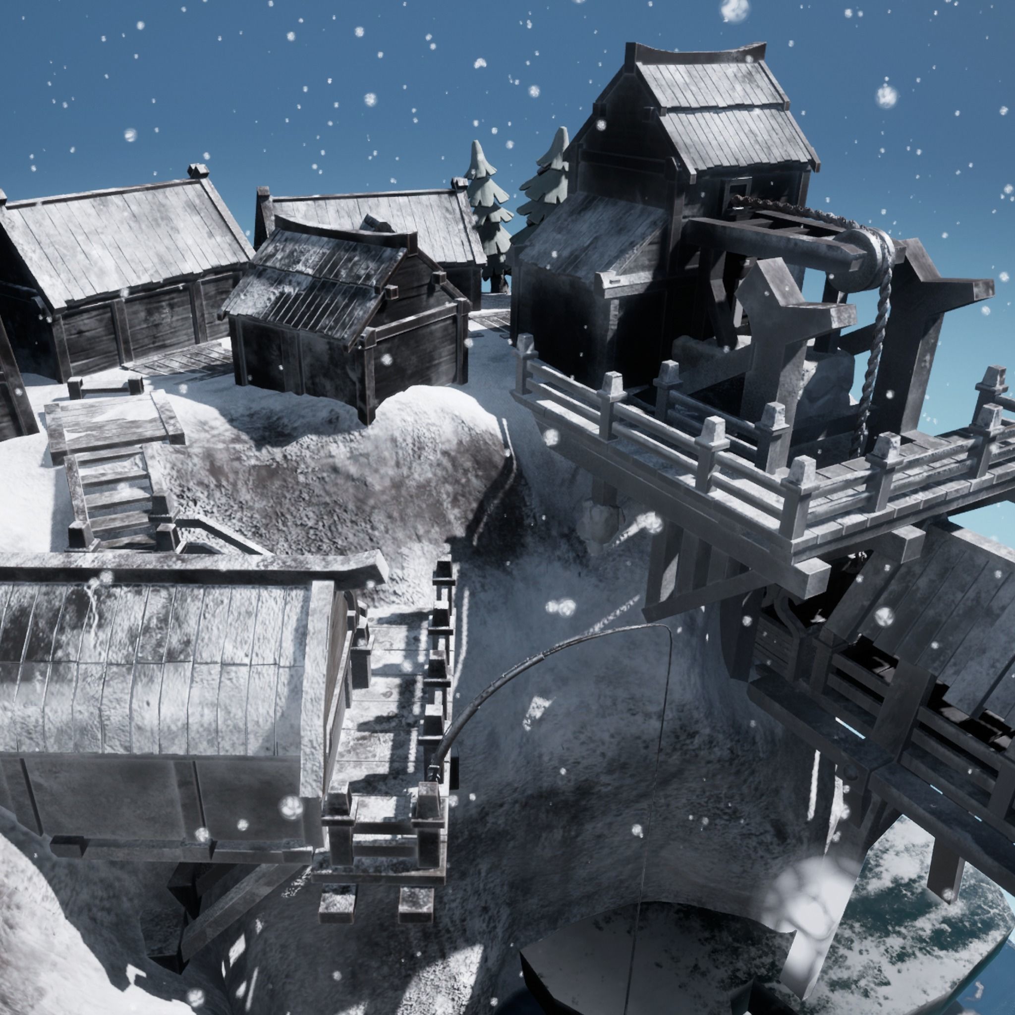 Blender 3 Unreal Engine 5 Snow Fjord Scene Game Design Low-poly 3D model_7