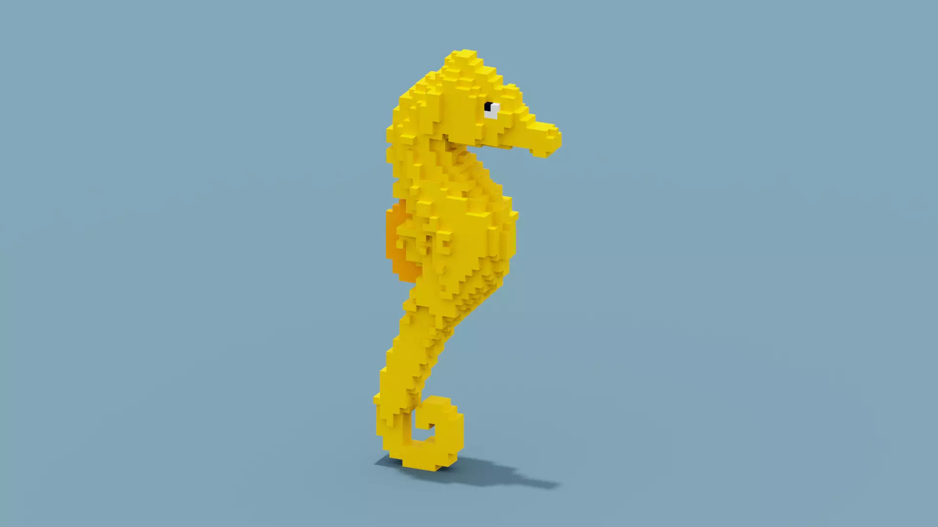 Voxel Seahorse Low-poly 3D model