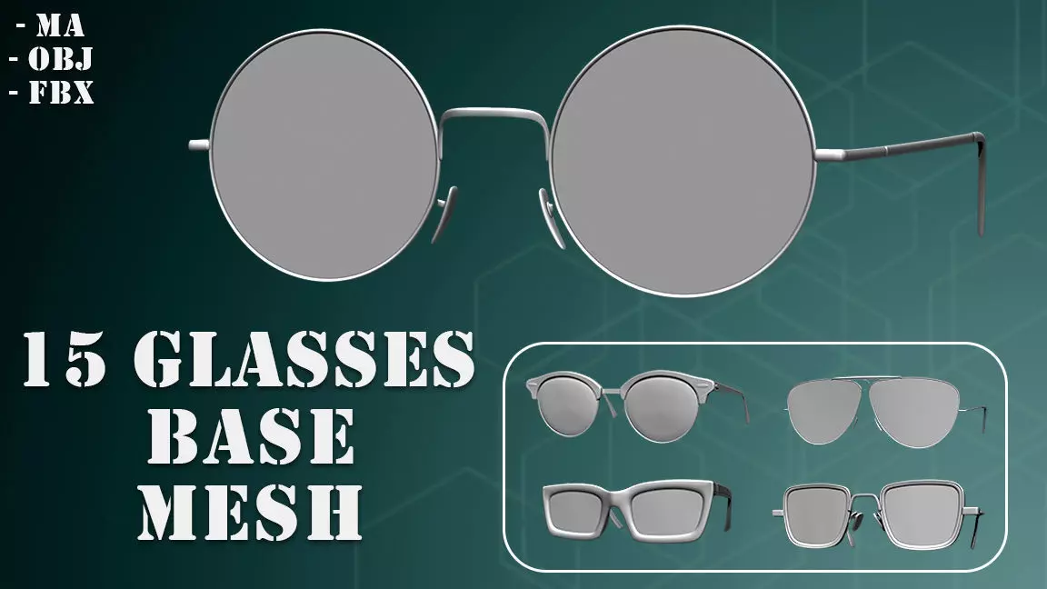 15 Glasses Base Mesh 3D model_0