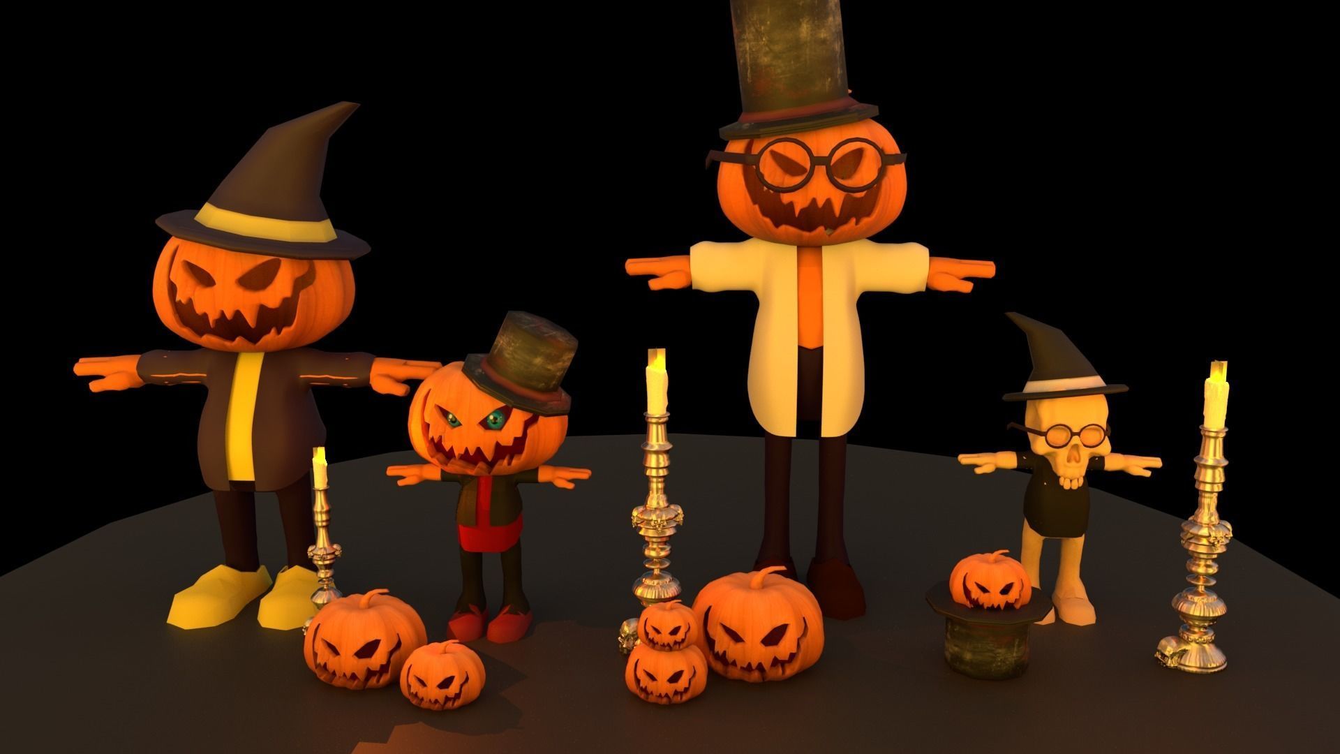 Halloween pack Low-poly 3D model_1
