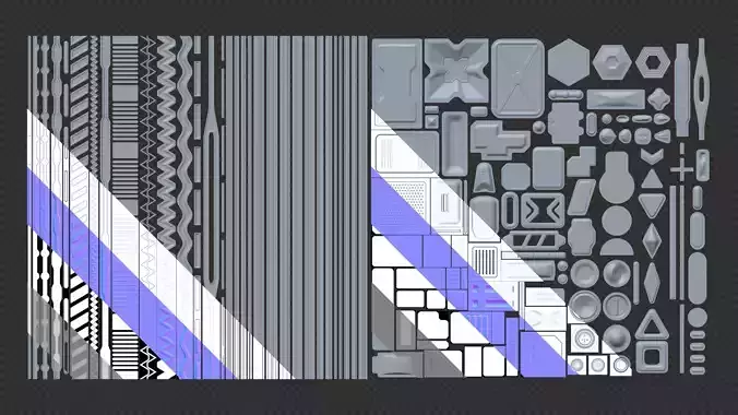 Sci-Fi Decal Set - Seams and Panels Texture