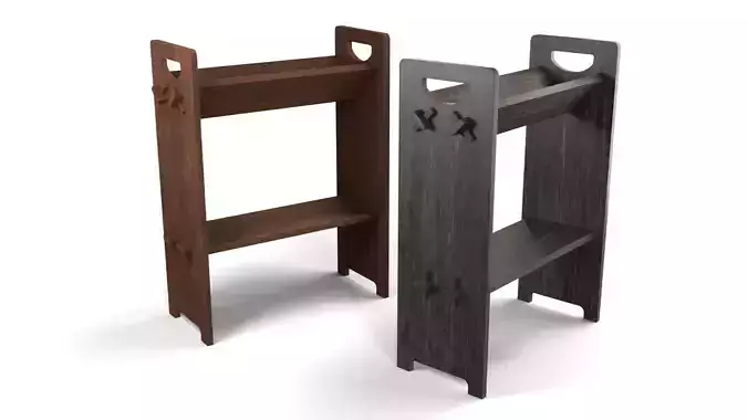 Book rack Low-poly 3D model
