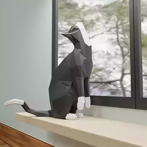 Cat low poly model polygonal 3D model