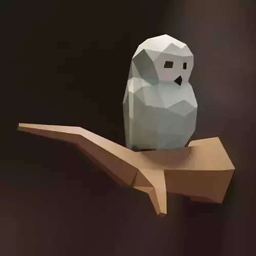 Owl low poly model polygonal 3D model