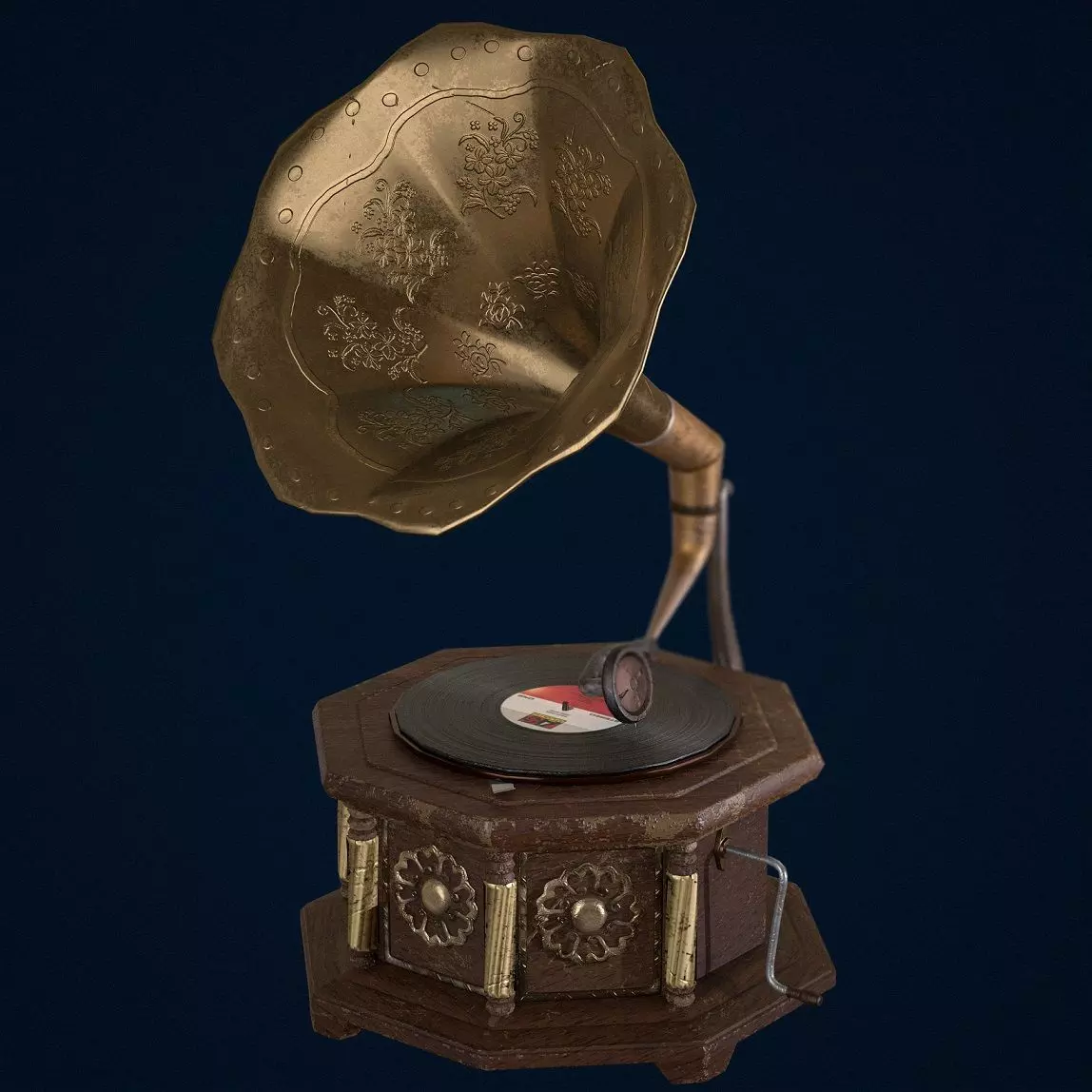 Gramophone UV Unwrapped and Optimized Poly Count Low-poly 3D model