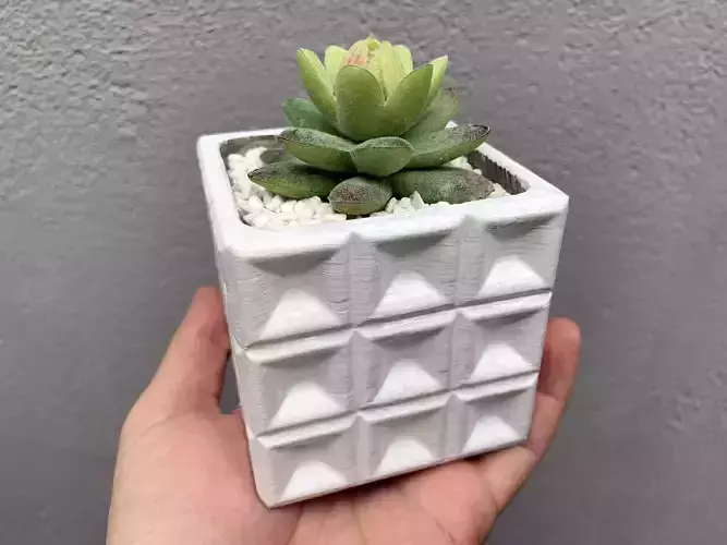 Square Concrete Flowerpot Mould - Include Pot file for print