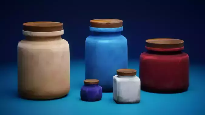 Stylized 3D Jar Collection UV Unwrapped and Optimized Poly Count