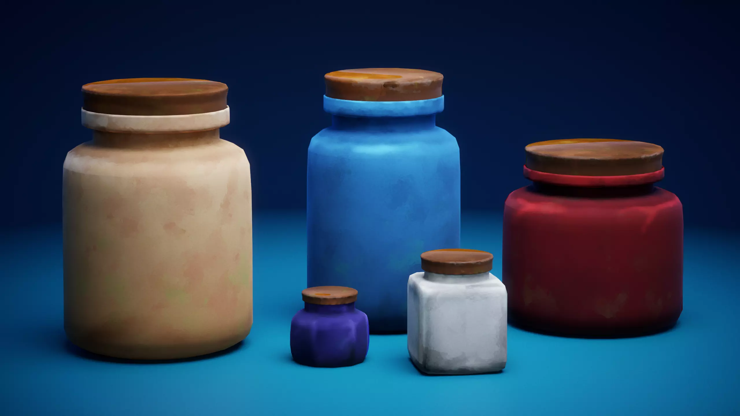 Stylized 3D Jar Collection UV Unwrapped and Optimized Poly Count Low-poly 3D model_0