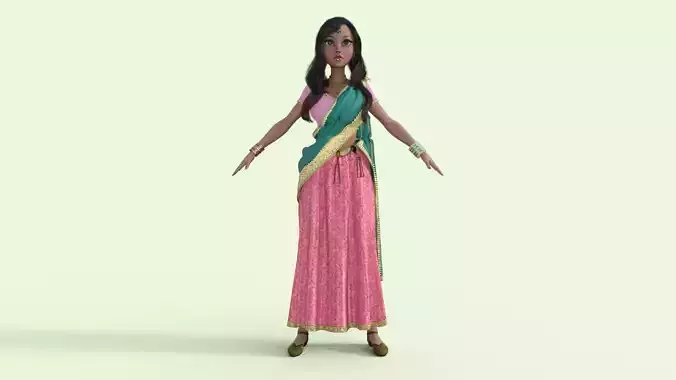 Cartoon Indian Woman 3D model