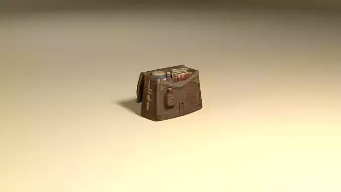 Magic adventurer bag with tools Low-poly 3D model