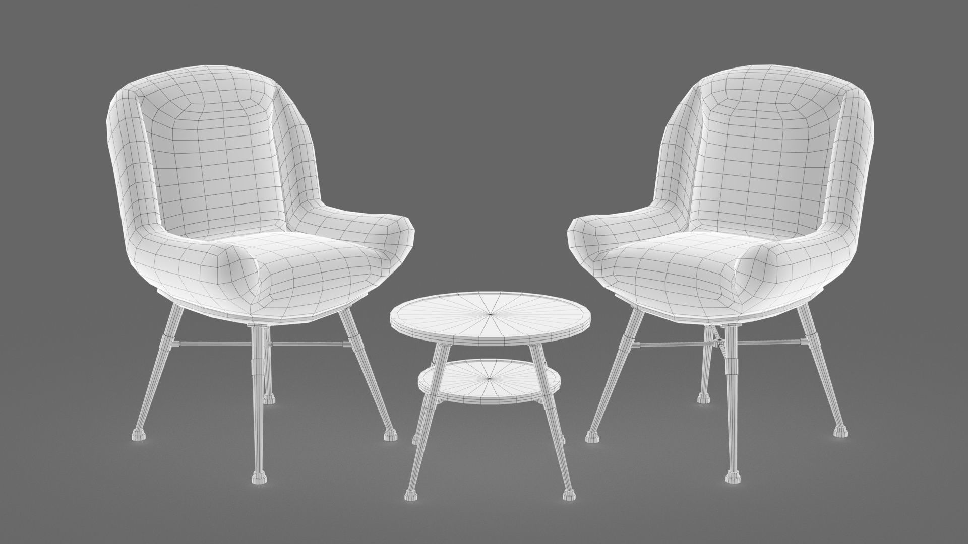 Chairs and Table bar style 3D model_2