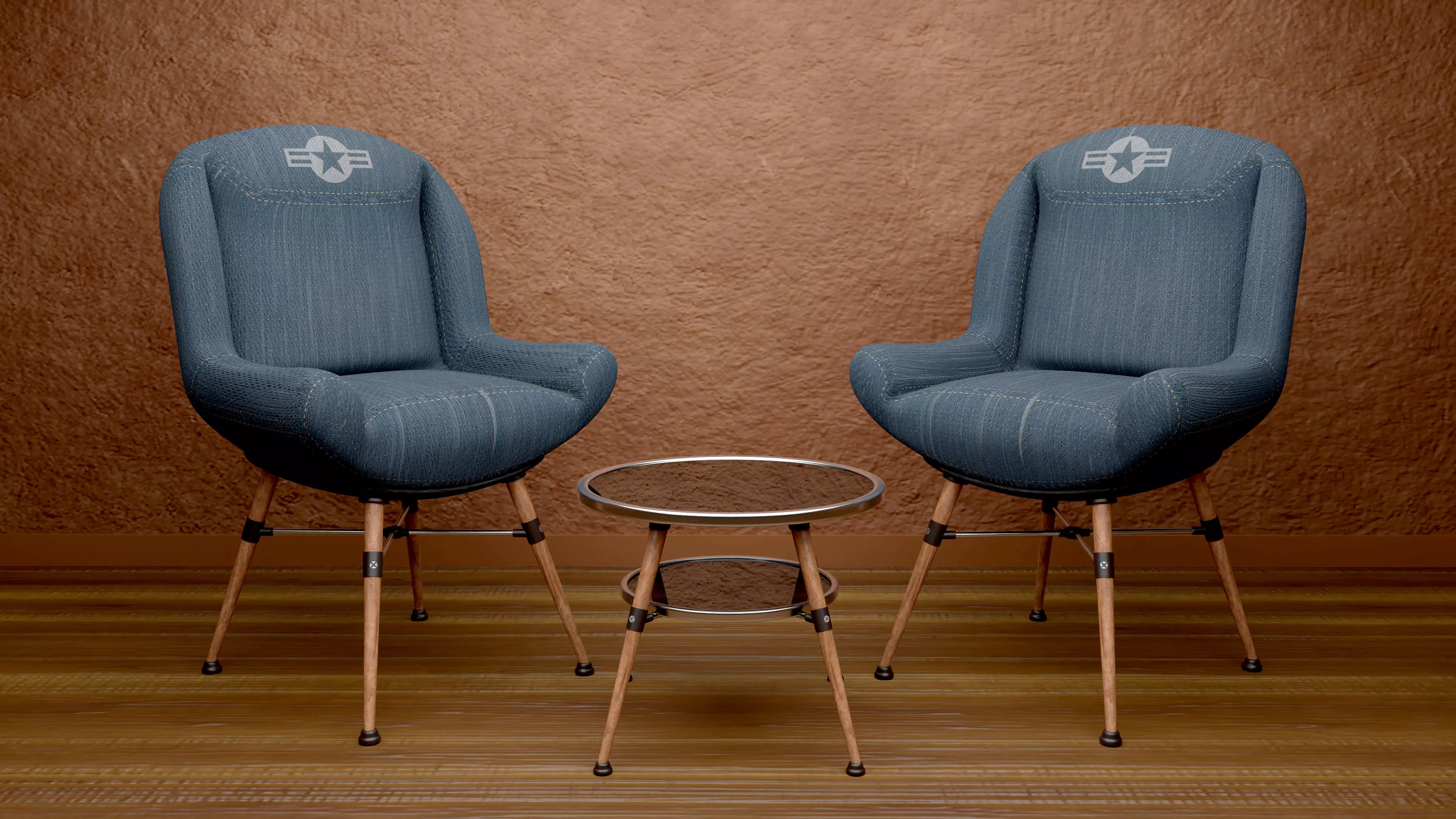 Chairs and Table bar style 3D model_0