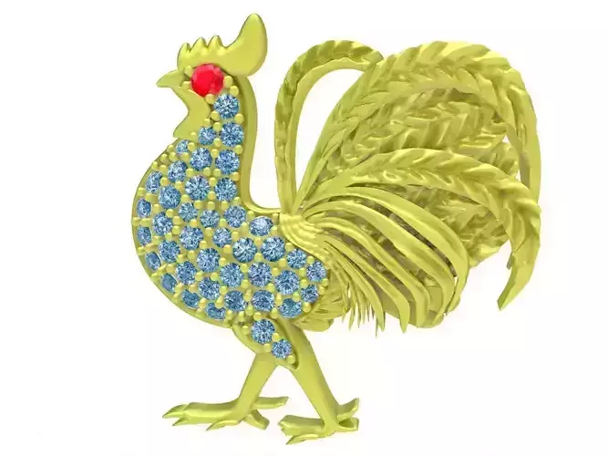 zodiac diamond rooster pendant 3974