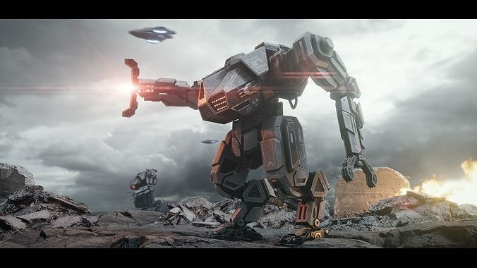 Sci-fi Military Mech Low-poly 3D model