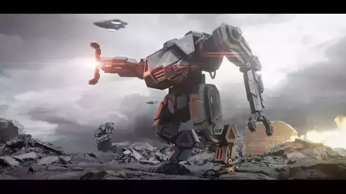 Sci-fi Military Mech Low-poly 3D model