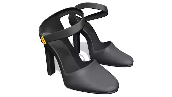 Diagonal Ankle Straps Black High Heel Shoes