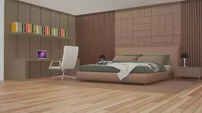 Cozy Bedroom interior scene 3D model