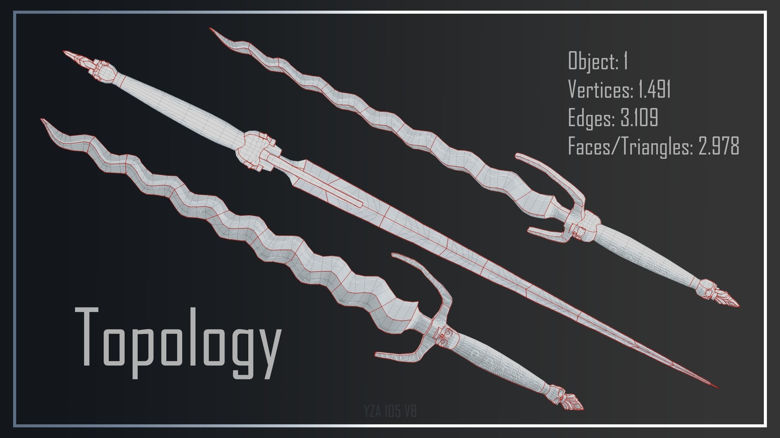 One-Hand Sword  Jade Executioner Low Poly Game Ready  PBR  Low-poly 3D model_3