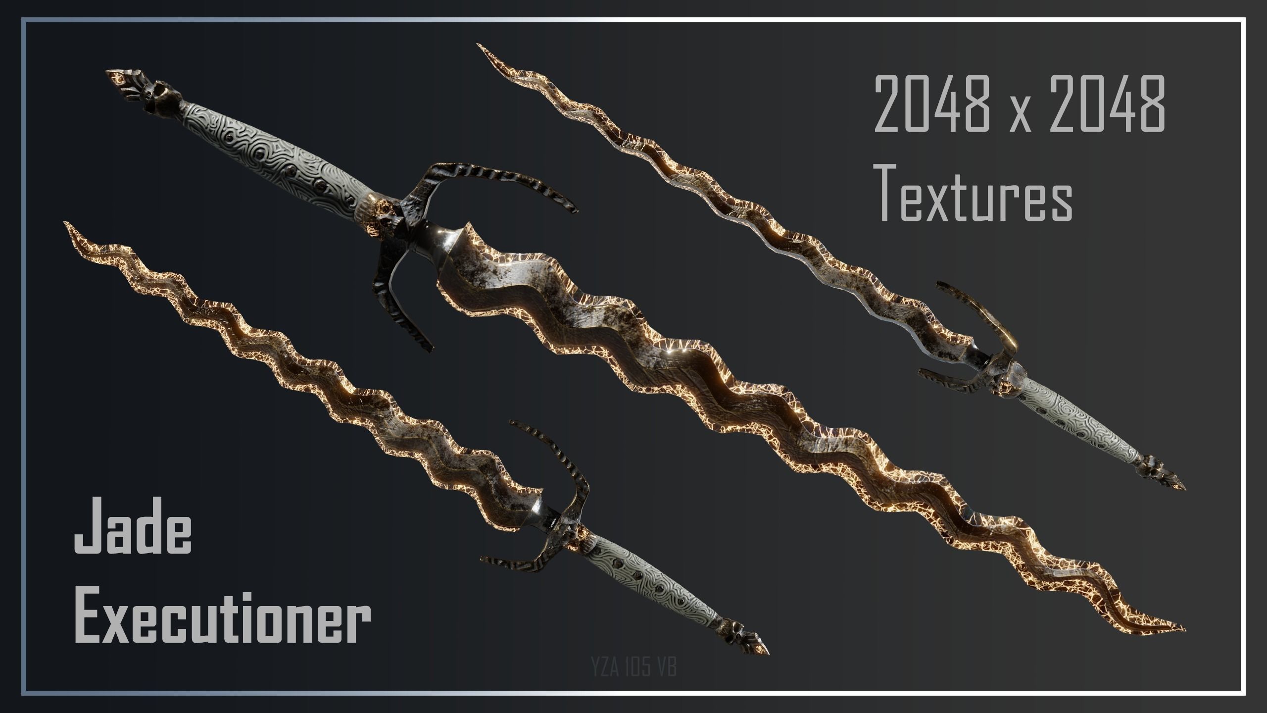 One-Hand Sword  Jade Executioner Low Poly Game Ready  PBR  Low-poly 3D model_1