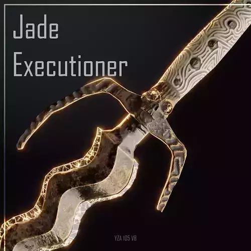 One-Hand Sword  Jade Executioner Low Poly Game Ready  PBR  Low-poly 3D model