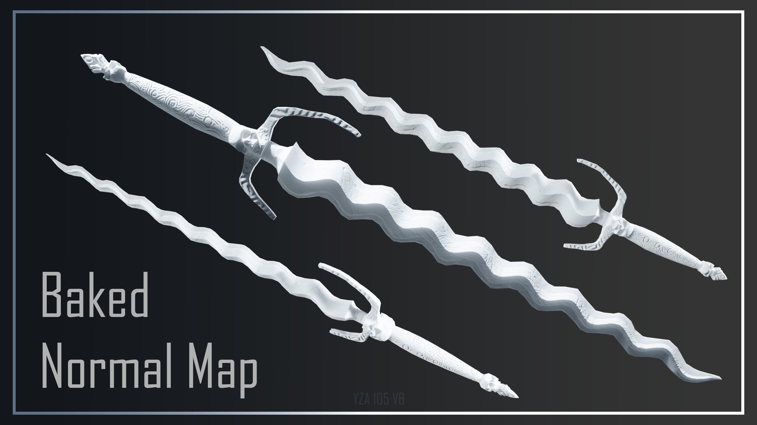 One-Hand Sword  Jade Executioner Low Poly Game Ready  PBR  Low-poly 3D model_2