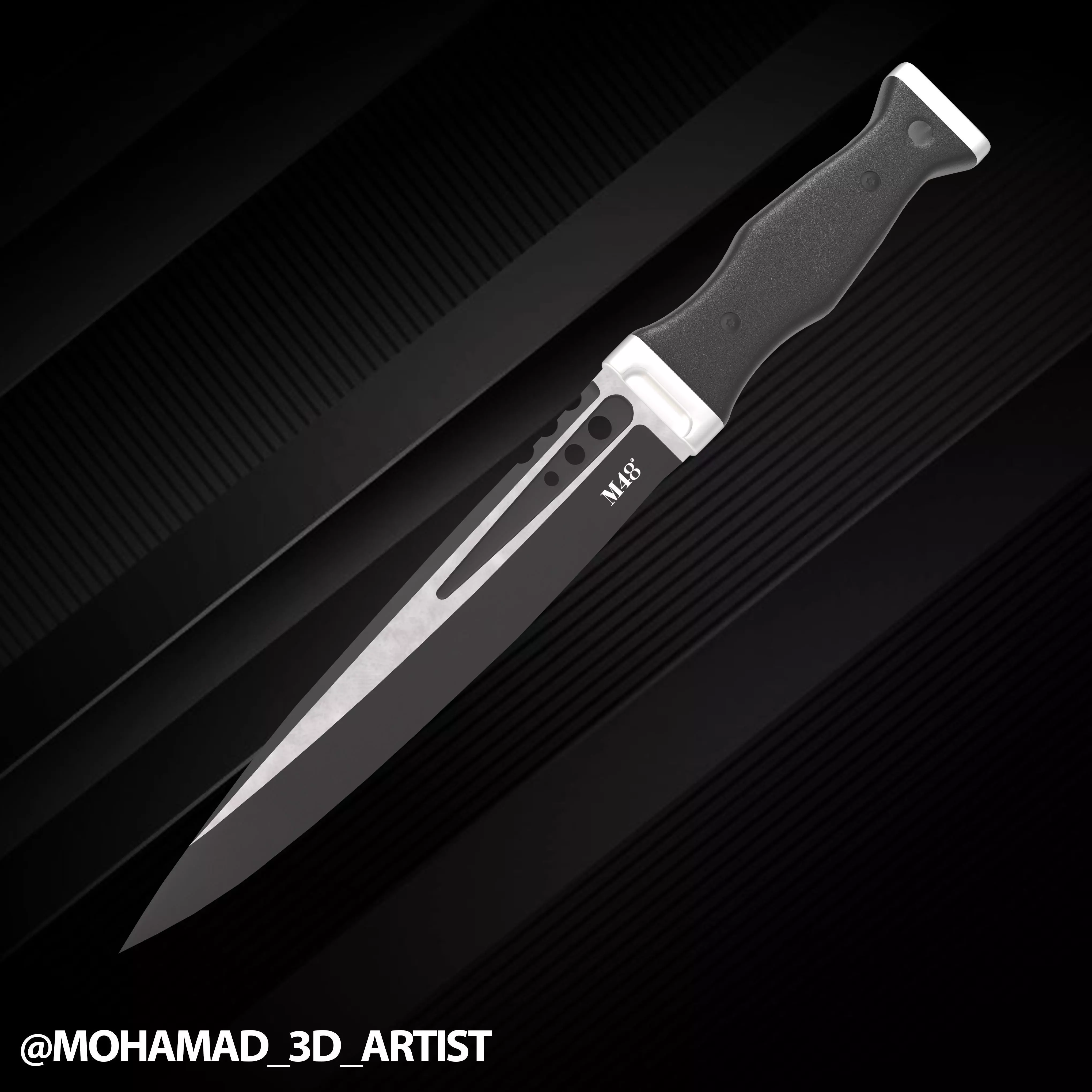 tactical knife Highland Scottish Free low-poly 3D model