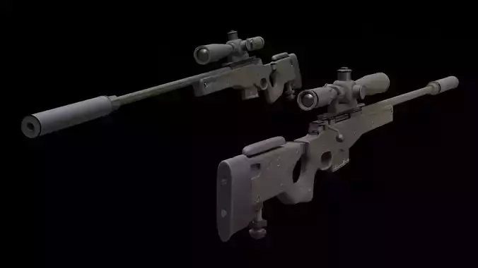 AWM 3d Model two sniper rifles