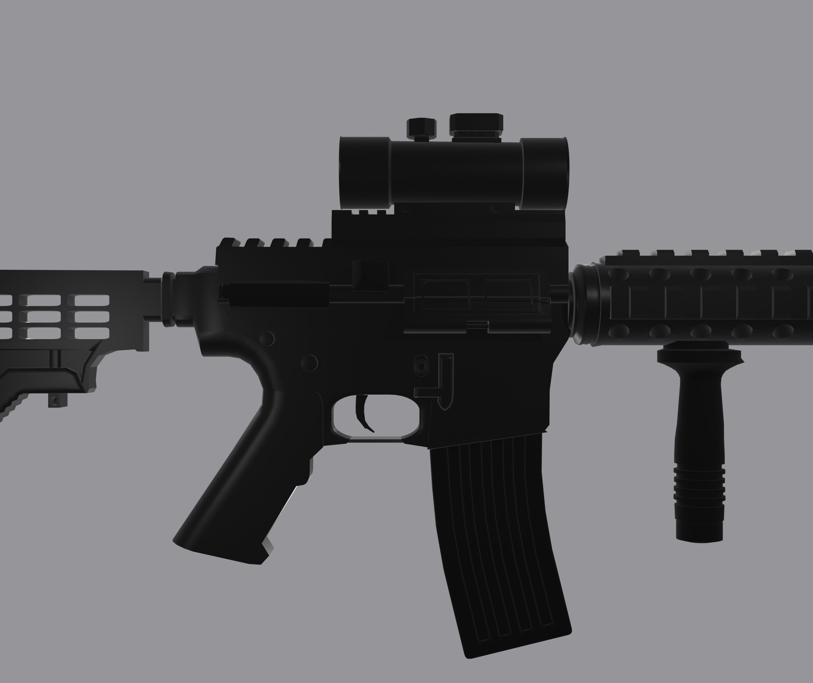 M4A1 assault rifle gun Free low-poly 3D model_1