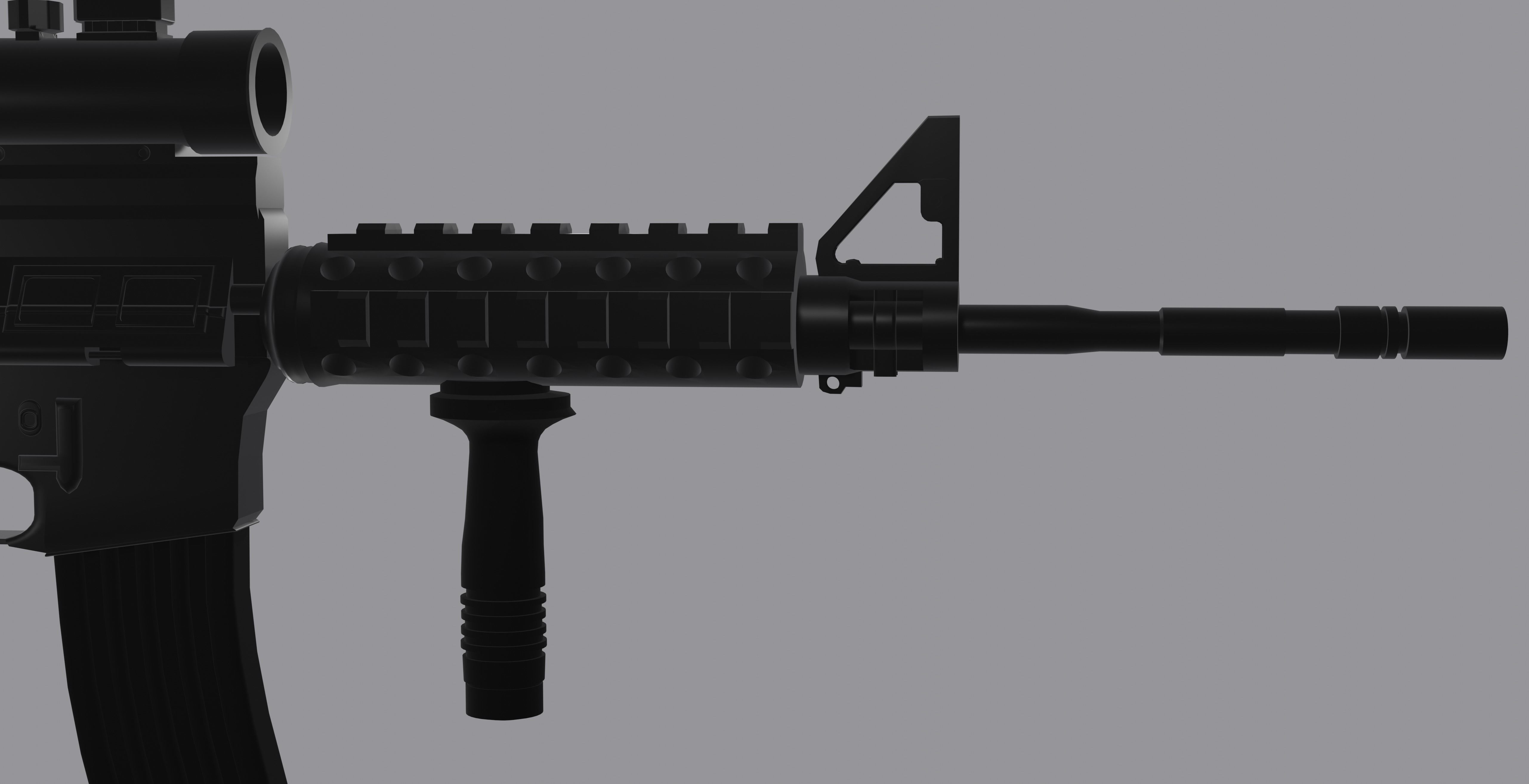 M4A1 assault rifle gun Free low-poly 3D model_3