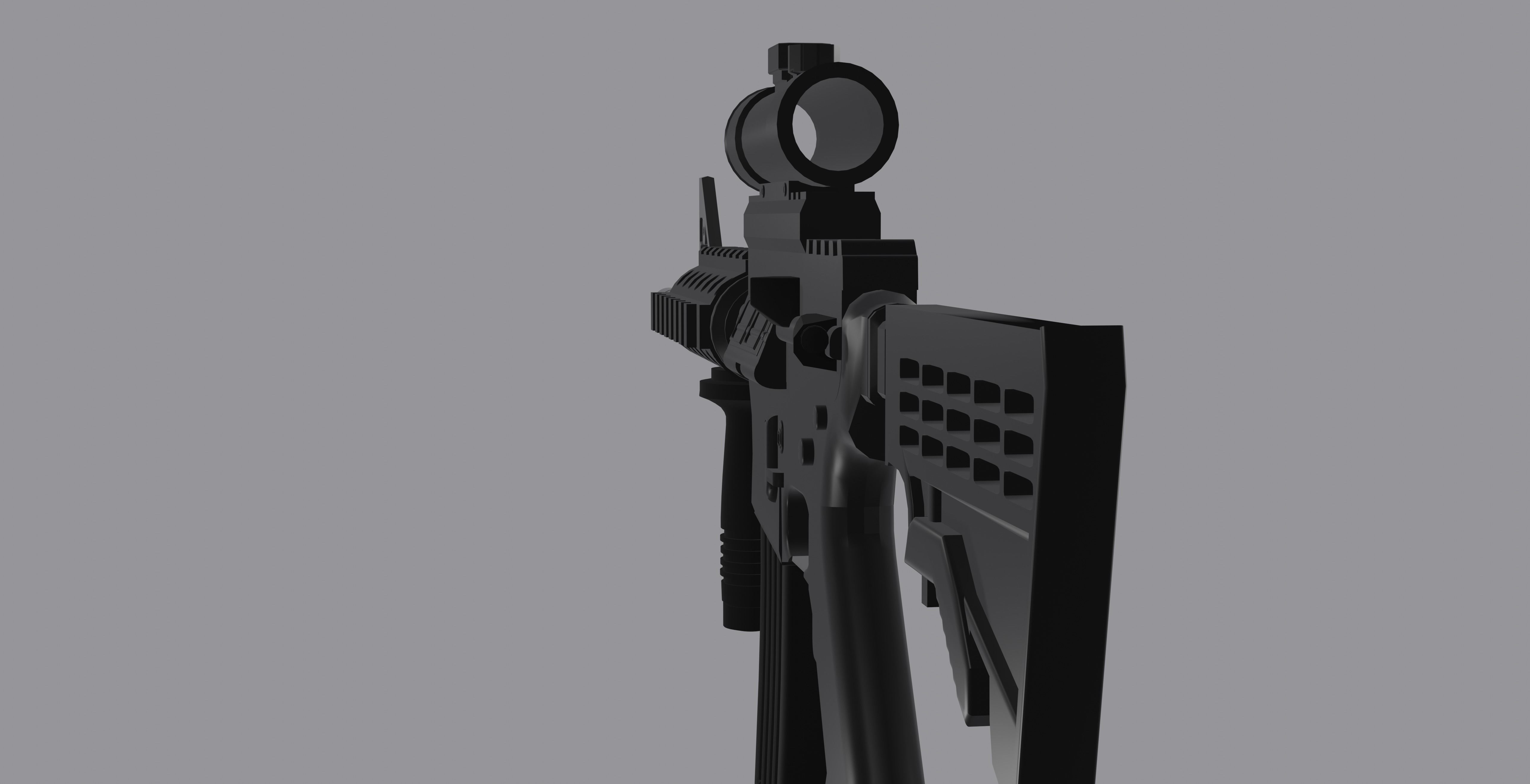M4A1 assault rifle gun Free low-poly 3D model_2