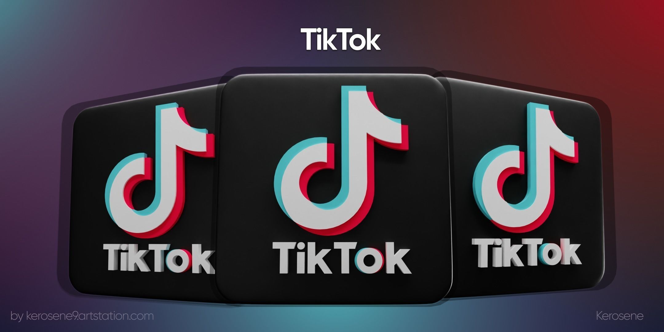 Social Media Icons 3D model 3D model_3