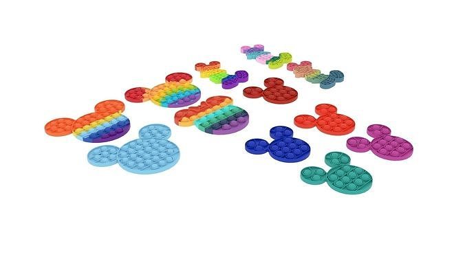 Mickey Mouse Pop It Fidget Toys Set 3D model
