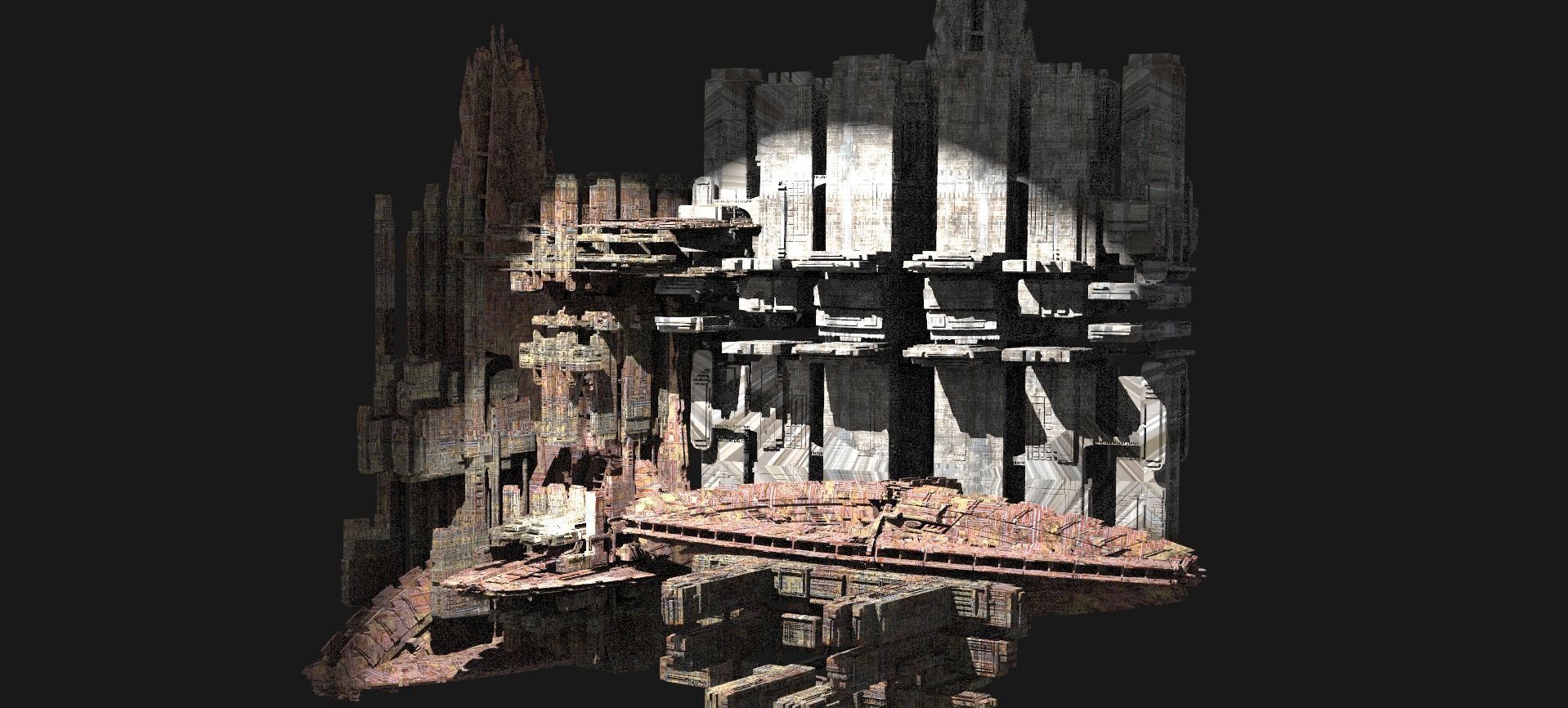 Mega City  Space Station Kit bash  3D model_1