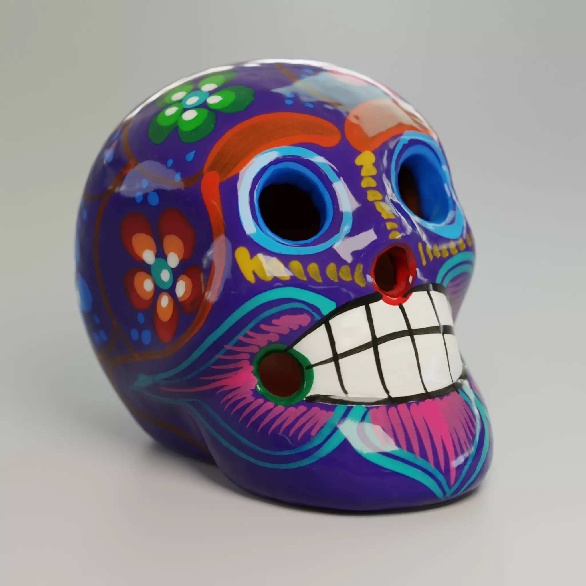 Painted Mexican Skull - 3D Scan  Low-poly 3D model_0