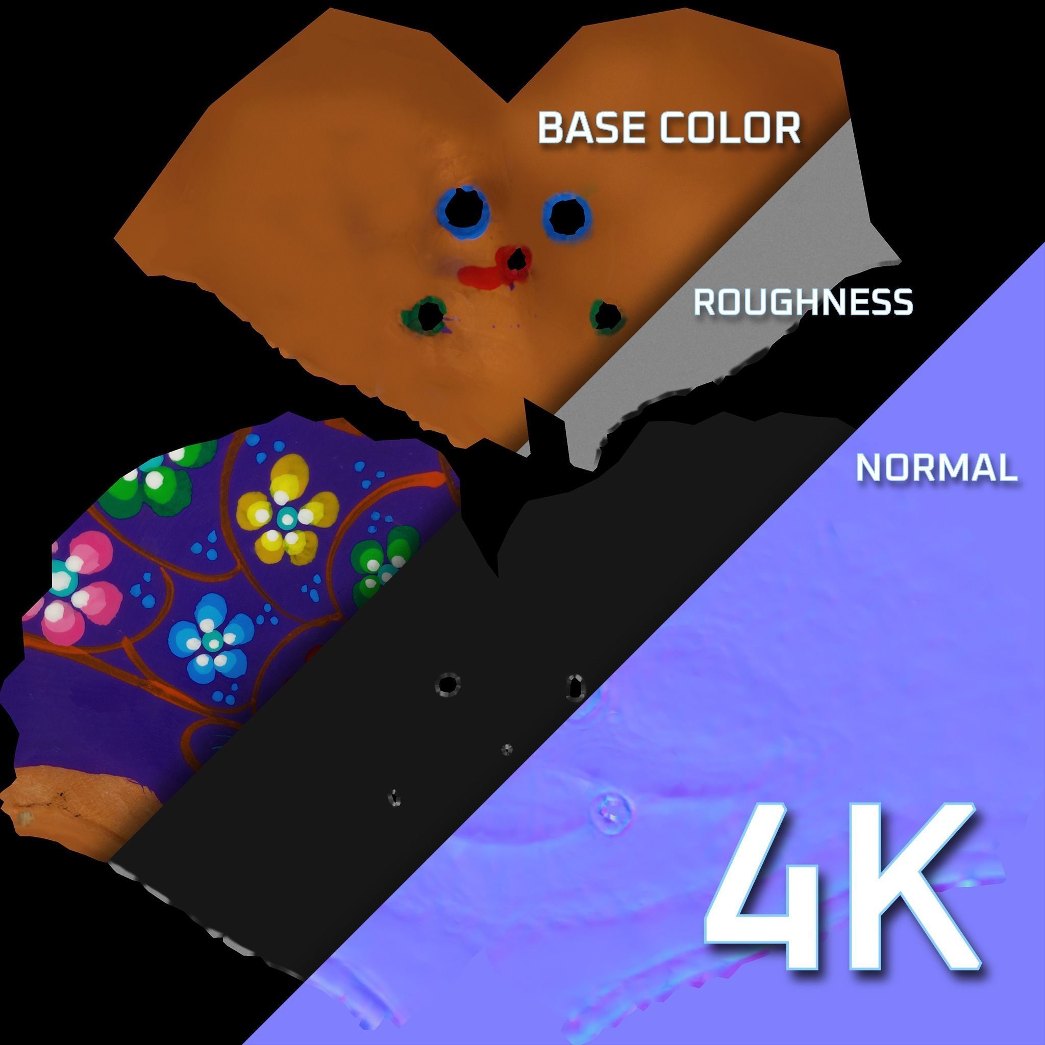 Painted Mexican Skull - 3D Scan  Low-poly 3D model_9